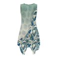thumbnail image 2 of HELLHERO Sleeveless Sundress with Tropical Leaf Pattern, Asymmetric Midi Dress with Pockets for Beach Vacations and Christmas Parties, 2 of 8