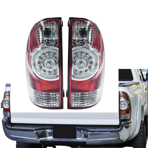 PET-U Replacement for 2005-2015 Tacoma Base X-Runner Tail Light Lamp Assembly Red Clear LED Rear Tail Brake Lights, (8156004150 TO2800158)