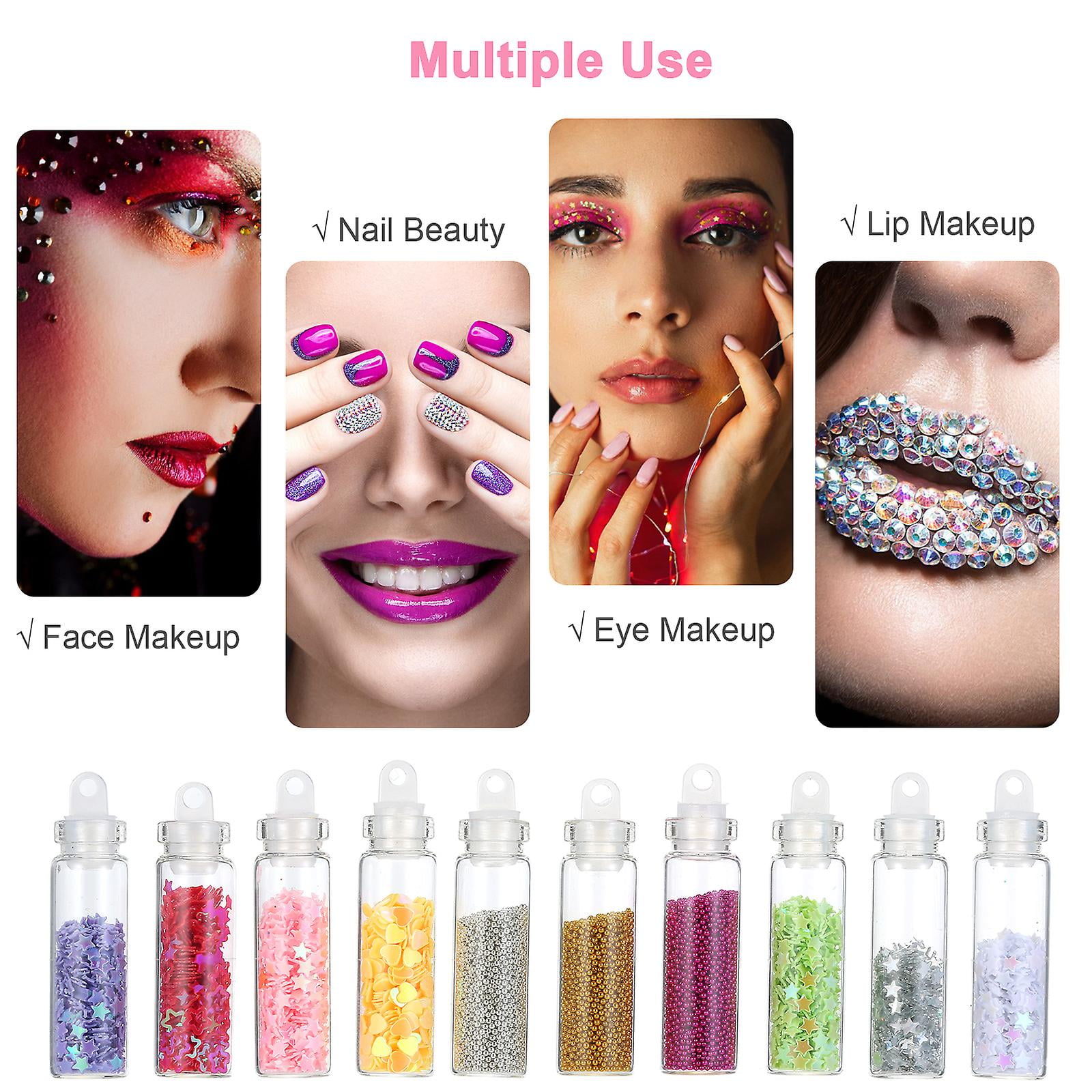 3D Nail Glitter Sequins Nail Glitter Flakes Set Acrylic Nail Sparkle Glitter Stickers Decals for Christmas Nail Art Decoration Mixed Colors & Shapes 2