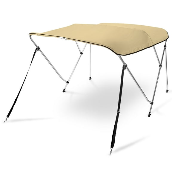 AA Products 3 Bow Bimini Top Cover Sun Shade Boat Canopy Waterproof Includes Storage Boot with Aluminum Frame, 46" Height with Rear Support Poles, 6'L x 46" H x 61"-66" W
