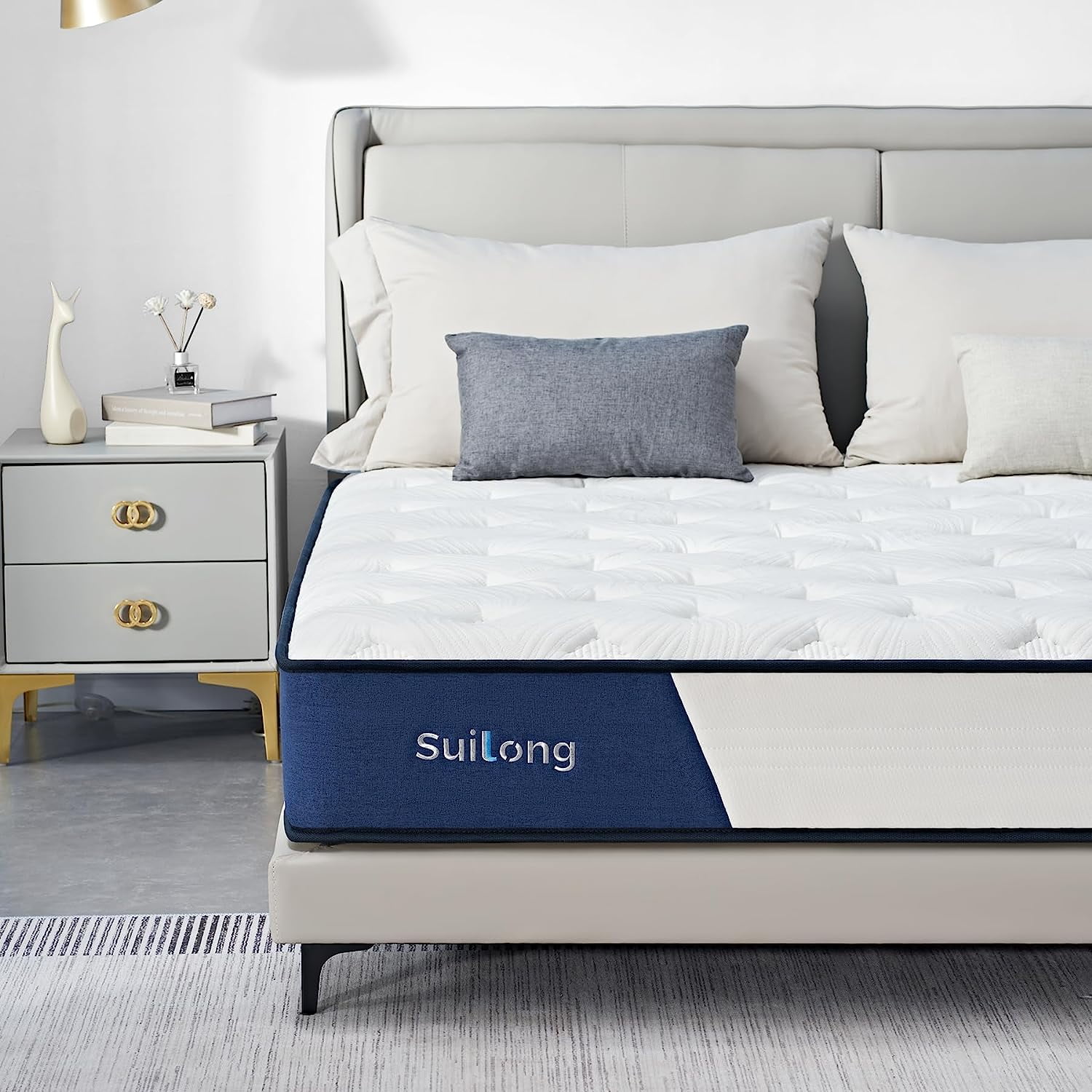 Queen Mattress, SUI LONG 10 Inch Queen Size in a Box, Hybrid of Memory Foam and Innerspring Mattress, Medium Firm