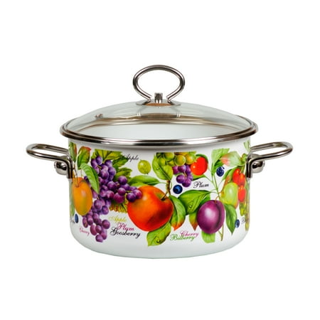 

Enameled Steel Pot Confitura Enamelware Pot (white) Kitchen Pot Cooking Pot (2.1-qt. (2 L))