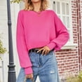 thumbnail image 5 of HAiming Women's Cropped Pullover Sweaters Casual Long Sleeve Crewneck Solid Warm Winter Loose Knitted Tops, 5 of 9