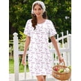 thumbnail image 3 of EKOUAER Cotton Nightgowns for Women Short Sleeve Sleep Shirts Pleated Night Shirts Soft Crew Neck Night Gown, 3 of 6