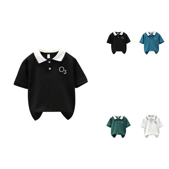 Children's Casual Fashion Digital Printing Lapel Short Sleeved T-Shirt Top with 3D Print Design for Kids Ages 4-18 Years Boys Girls