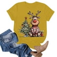 thumbnail image 4 of larppty Reindeer Shirt for Women Christmas Graphic Tees Family Party Casual Short Sleeve Xmas Shirt (Yellow, 3XL), 4 of 6