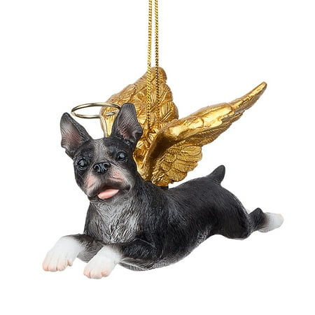 Boston Terrier Christmas - Design Toscano Honor the Pooch: Boston Terrier Holiday Dog Angel Ornament