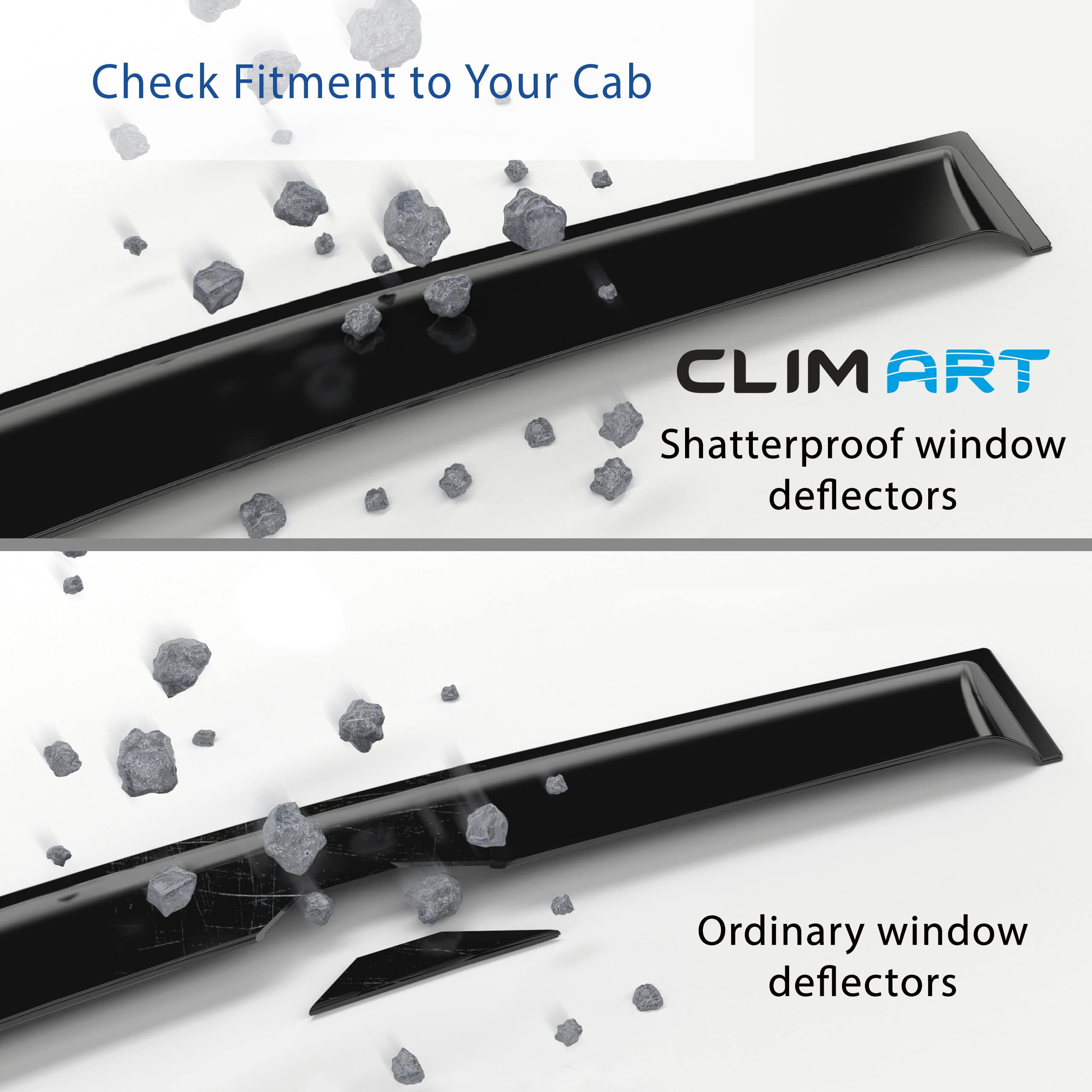 CLIM ART Incredibly Durable Rain Guards for Dodge RAM 2500 3500 2019-2026 Crew Cab, Original Tape-on Window Deflectors, Vent Deflector, Vent Window Visors,Dark Smoke,Truck Accessories, 4pcs-409006LPv