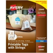 Avery Printable Tags, With Strings, Scallop Edge, 2" x 1-1/4",  180 Tags (22848)