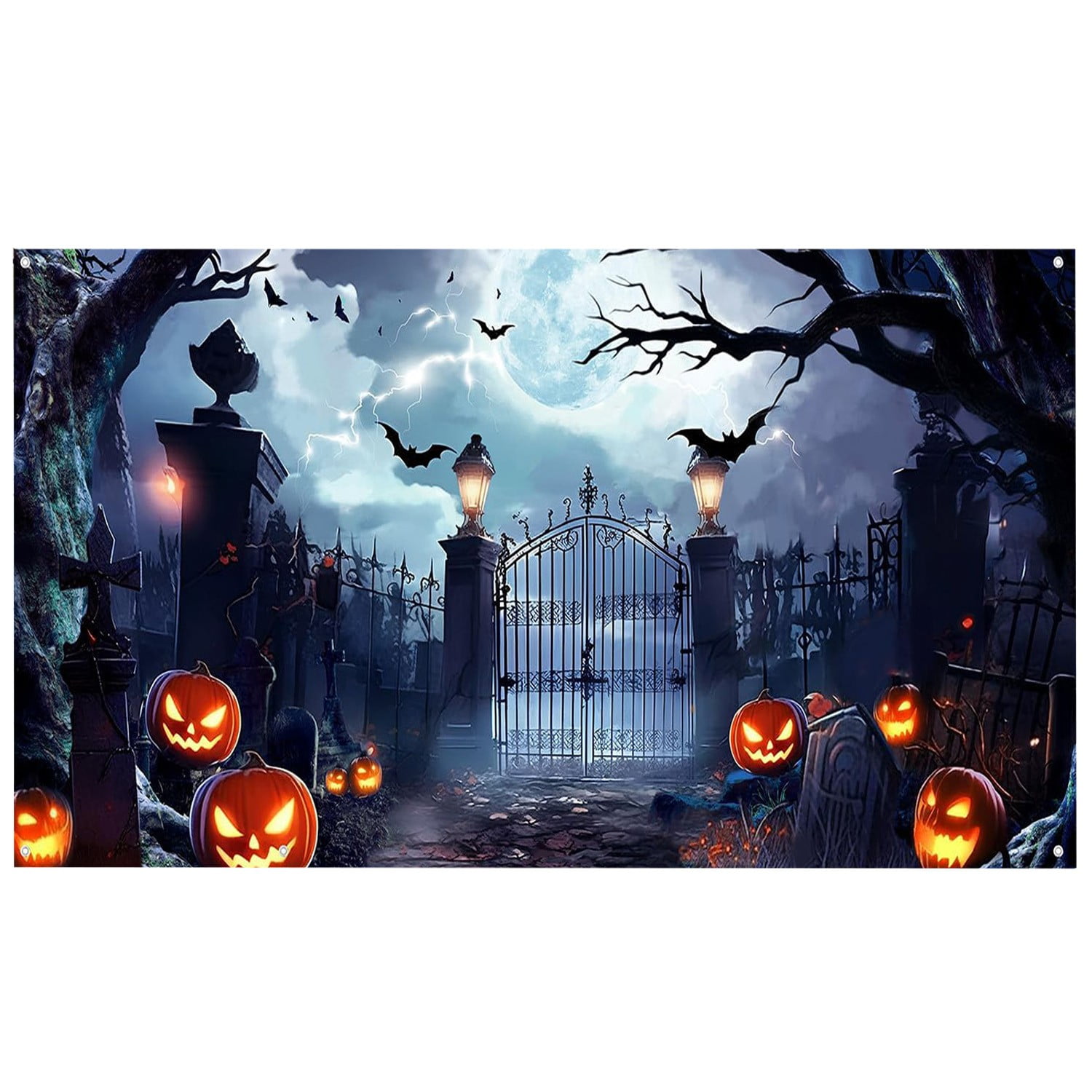 Bannière de Porte de Garage d'Halloween Toile de Fond Bannière Drapeau de Cour d'Halloween