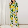 thumbnail image 3 of Wukai Lemon1 Print Women's Pajama Set - Soft Long Sleeve Sleepwear for Comfort and Style-Small, 3 of 9