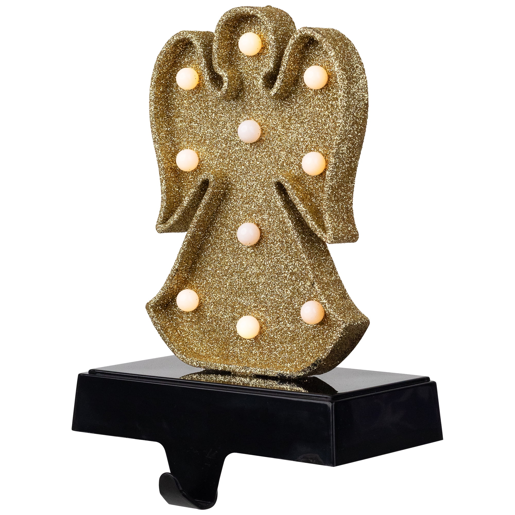 Northlight LED Lighted Glittered Angel Christmas Stocking Holder - 6.5" - Gold