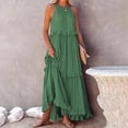 thumbnail image 2 of ClodeEU Women's Halter Neck Tiered Maxi Dress,Casual Flowy A-Line Sundress Green,Women's Plus L, 2 of 7