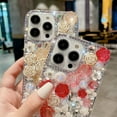 thumbnail image 2 of Designed for iPhone Case,Luxury Glitter Sparkle Sparkly Bling Flower Rhinostone Crystal Shockproof Protective Cover Phone Case (iPhone 14 Pro,Pink), 2 of 6