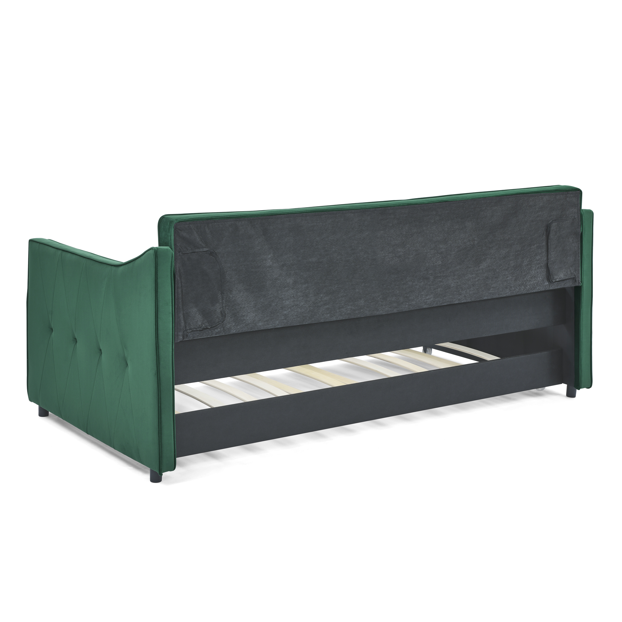 Aukfa Twin Daybed with Trundle, Upholstered Daybed with Tufted Back - Green