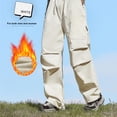 thumbnail image 2 of Women's Men's Cargo Pants, Velvet-lined Outdoor Hiking Pants for Winter, Waterproof Windproof, 2 of 7