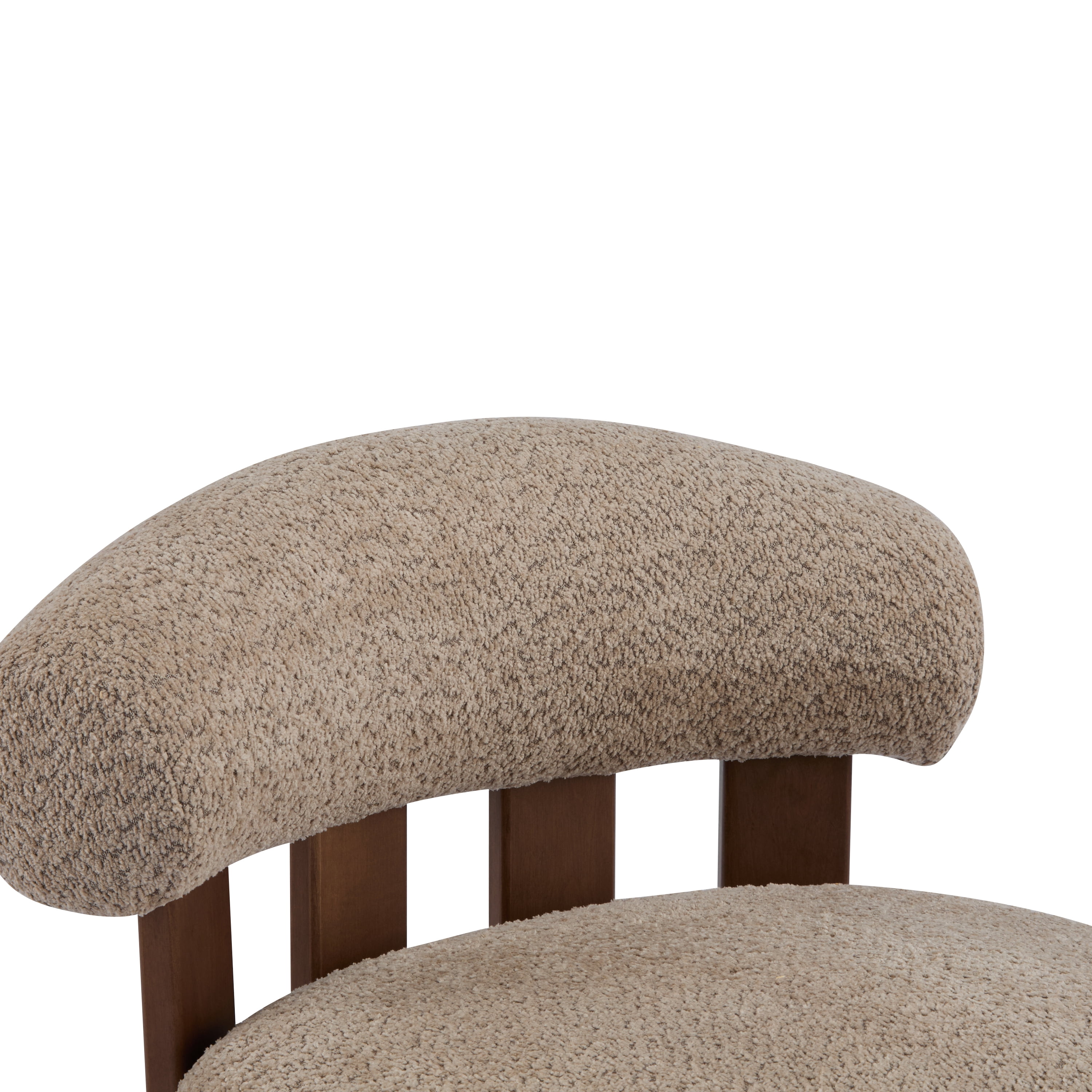 Noble House Modern Boucle Fabric Accent Chair,Plush Rounded Shape with Curved Backrest,Light Brown
