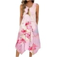 thumbnail image 1 of Staron Robes d'Été pour Femmes 2025 Tendance Sans Manches Col Ras du Cou Ample par-Dessus Décontracté Robe de Printemps Débardeur Poches Tenues de Vacances Robes Mini Rose TTG, 1 of 3