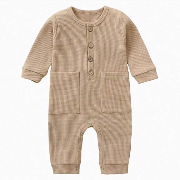 Newborn Unisex Baby Boy Girl Long Sleeve Button Romper One-Piece Jumpsuit Infant Baby Fall Winter Clothes Kaprioy