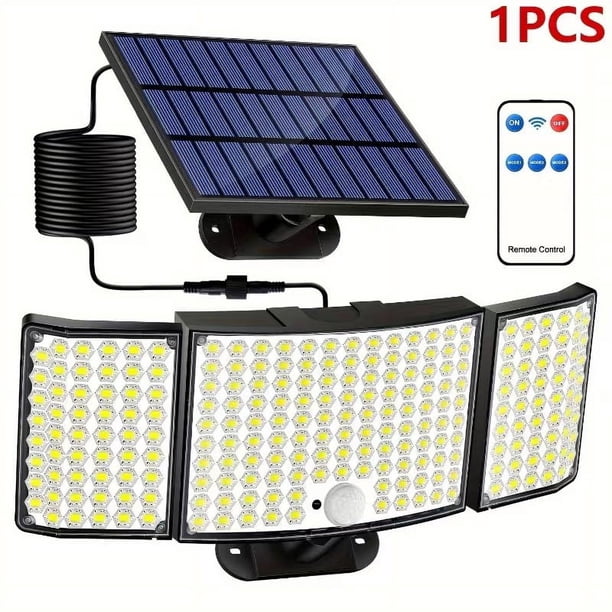 Lámpara de pared solar de seguridad para exteriores, garaje, inducción infrarroja, 160 LED, 224 LED, lámpara de pared dividida de tres cabezales