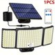 thumbnail image 1 of Lámpara de pared solar de seguridad para exteriores, garaje, inducción infrarroja, 160 LED, 224 LED, lámpara de pared dividida de tres cabezales, 1 of 3