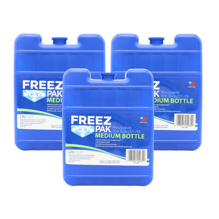 Freez Pak Medium 1.25lb Ice Pack Block - Reusable & Compact Ice Substitute Pack for Lunch Boxes, Coolers, Fishing, Sporting Events, Beach & Camping Trips - Made in the USA (3-Pack)