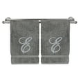 thumbnail image 3 of Monogrammed Hand Towel, Personalized Gift, 16 x 30 Inches - Set of 2 - Silver Embroidered Towel - Extra Absorbent 100% Turkish Cotton- Soft Terry Finish - for Bathroom, Kitchen and Spa- Script E Gray, 3 of 3
