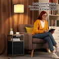 thumbnail image 4 of SUNMORY Floor Lamp with Table & 2 Drawers, Lamp with USB Port and Outlet, Nightstand with 3 Color Temperature Led Bulb Included, Floor Lamps for Living Room, Bedroom and Home Office, Walnut, 4 of 10