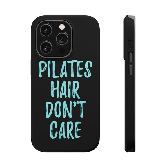 DistinctInk Tough Case for Apple iPhone 15 PRO (6.1" Screen), Compatible with MagSafe Charging - Pilates Hair Don't Care