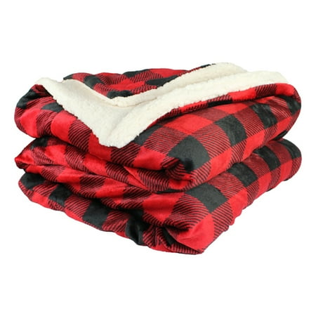 Throw Blanket - Micro Mink and Lambswool Sherpa (Red/Black ...