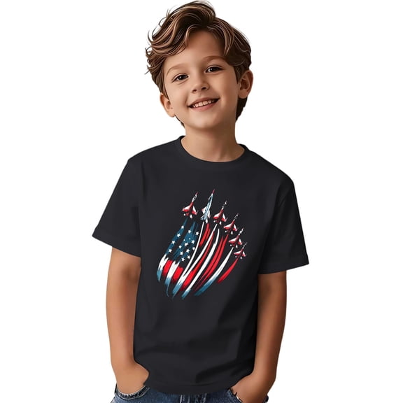 CONROSES Independence Day Toddler Boys Short Sleeve T Shirts Patriotic Usa Flag Graphic July 4Th T-Shirts Tee Tops, Sizes 2-3 Years
