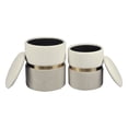 thumbnail image 5 of Cream and Tan Chenille Storage Ottoman - Set of 2, 5 of 5