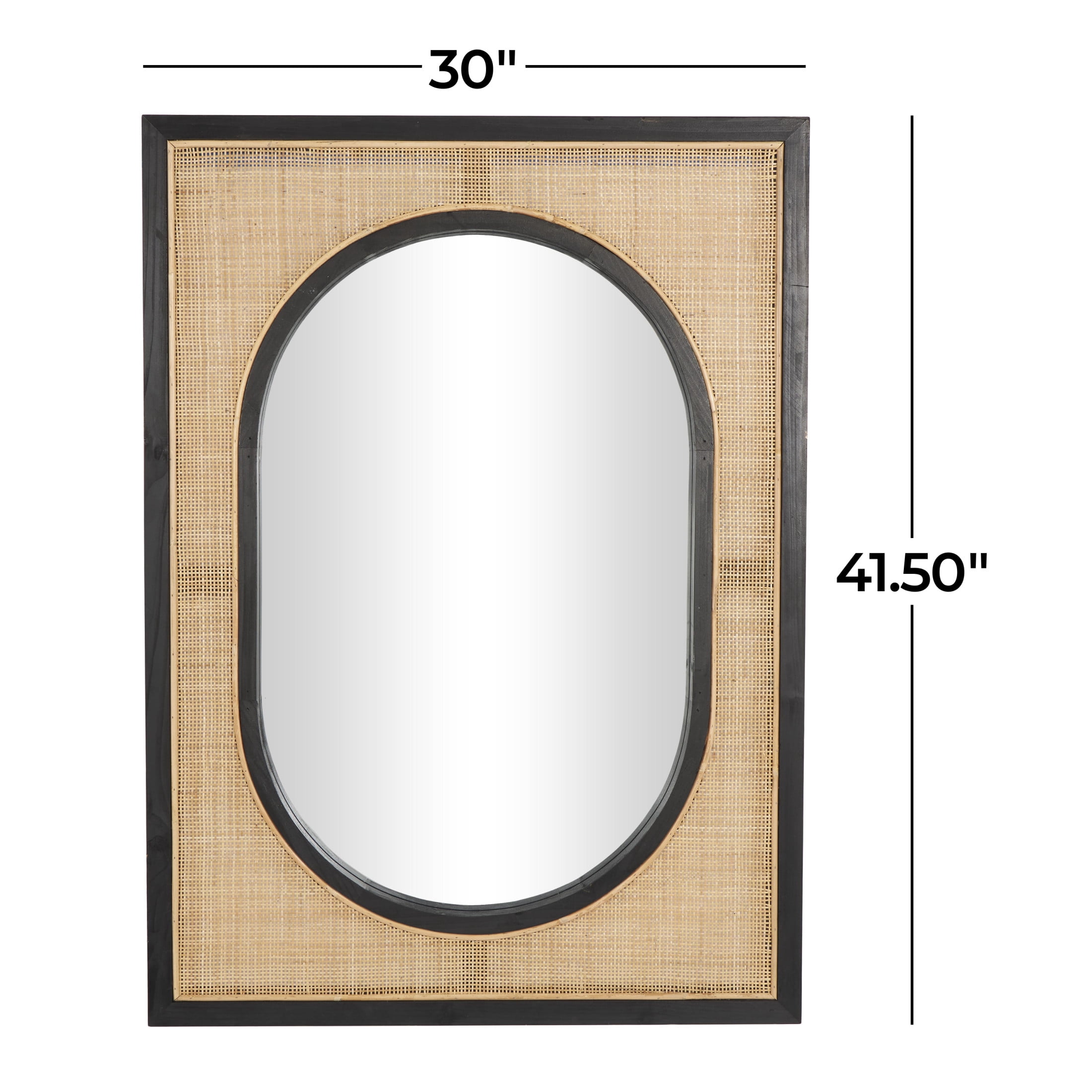 DecMode 30" x 42" Brown Wall Mirror with Black Accent Frames
