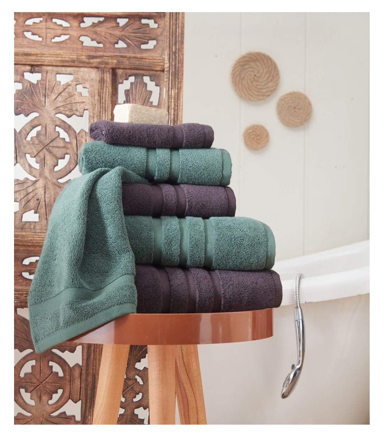 Luxury Hotel & Spa, Turkish Cotton Dark Green Towels Bathroom Sets | 6 Pieces Dark Green Bath Towels Soft and Absorbent Green Towel Set for Your Bathroom