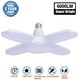 thumbnail image 3 of Luz de garaje LED de 60 W, luz de techo de seguridad E27 de 6000 lúmenes, luz de taller deformable con 4 paneles ajustables, luz diurna súper brillante para garaje, almacén, taller, gimnasio, cocina Ormromra GX-164, 3 of 7