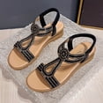 thumbnail image 4 of KIJBLAE Plus Size Women's Bling Rhinestone Wedge Sandals, Round Open Toe Solid Tone, Back Elastic Strap, Thick Cushioned Platform Shoes Black 42, 4 of 9