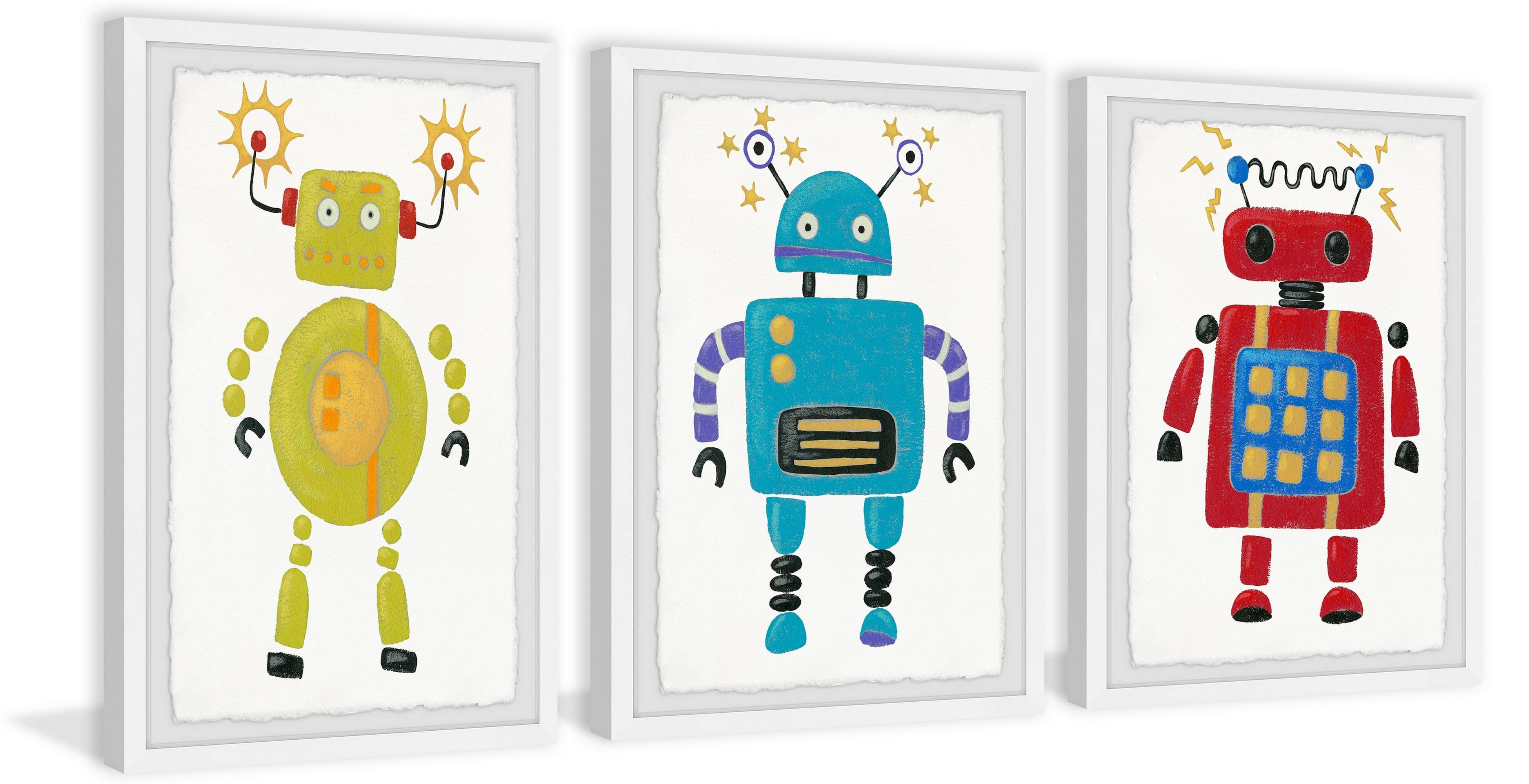 Marmont Hill Electric Robots Triptych, Art Prints, 36.00" x 1.50"