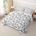 thumbnail image 3 of Manfei Abstract Fish Bed Spread Queen, Simple Sea Animal Art Queen Coverlet Set, White Black, 3pcs, 1 Quilt and 2 Pillowcases, 3 of 7
