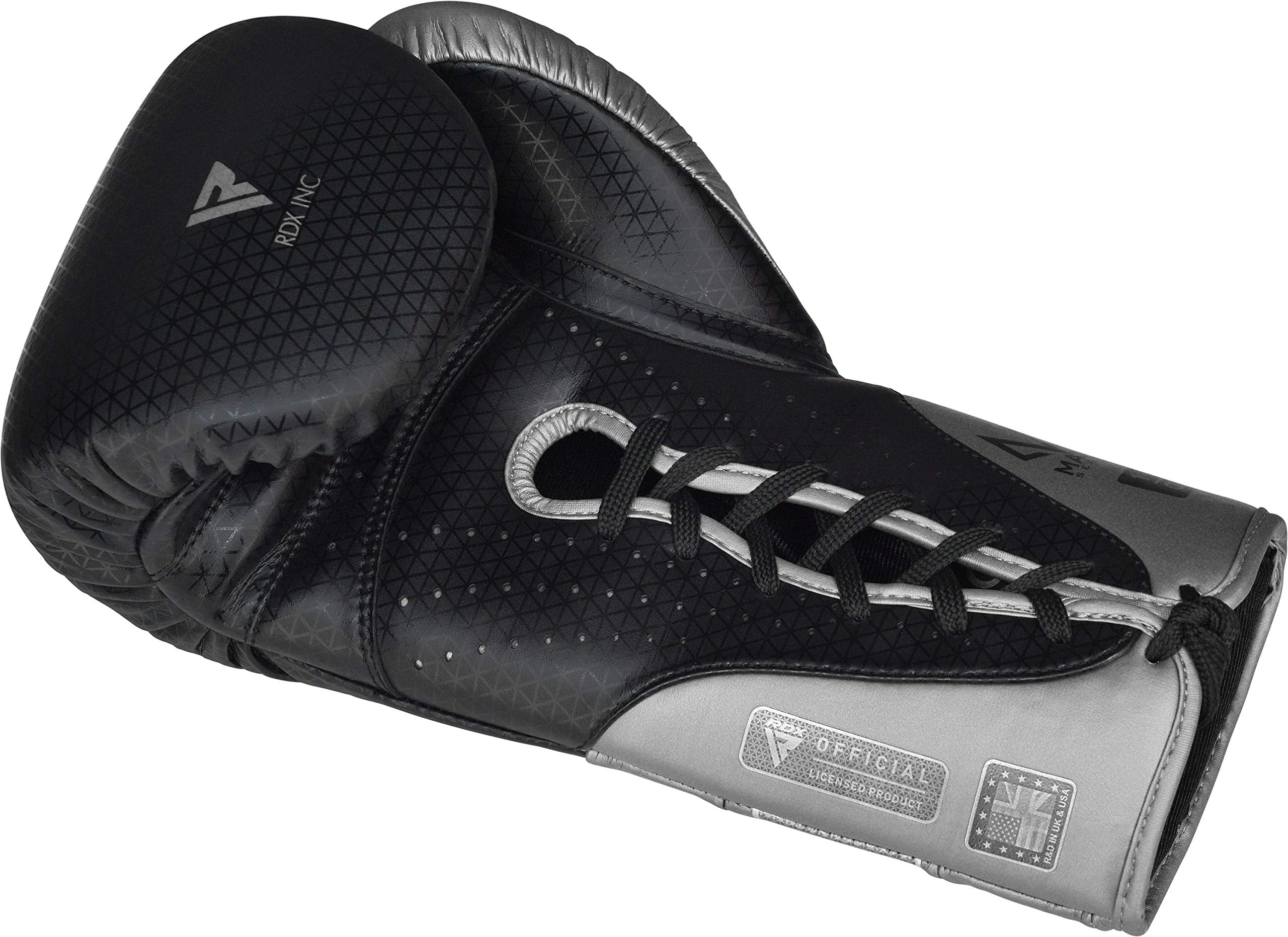 RDX Boxing Gloves for Training Muay Thai Mitts, Maya Hide Leather Mark PRO Lace-Up Glove for Sparring, Kickboxing, Fighting, Punch Bags, Focus Pads and Double End Ball Punching