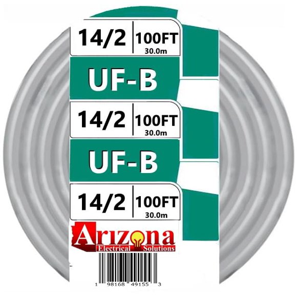 100 FT 14/2 Type UF-B Copper. #14 AWG, 2 Conductors with Ground. Insulated Jacket Gray