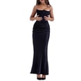 thumbnail image 2 of Women'S Bodycon Dress with A Cinched Waist Strapless Design Off-the-Shoulder Style with Boning Black L, 2 of 9