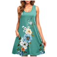 thumbnail image 1 of Staron Robes d'Été pour Femmes en Liquidation à Moins de 10 $ Maillot de Bain Décontracté Col Rond Sans Manches Robe de Soleil avec Poche Ample Imprimé Floral de Printemps Vacances, 1 of 5
