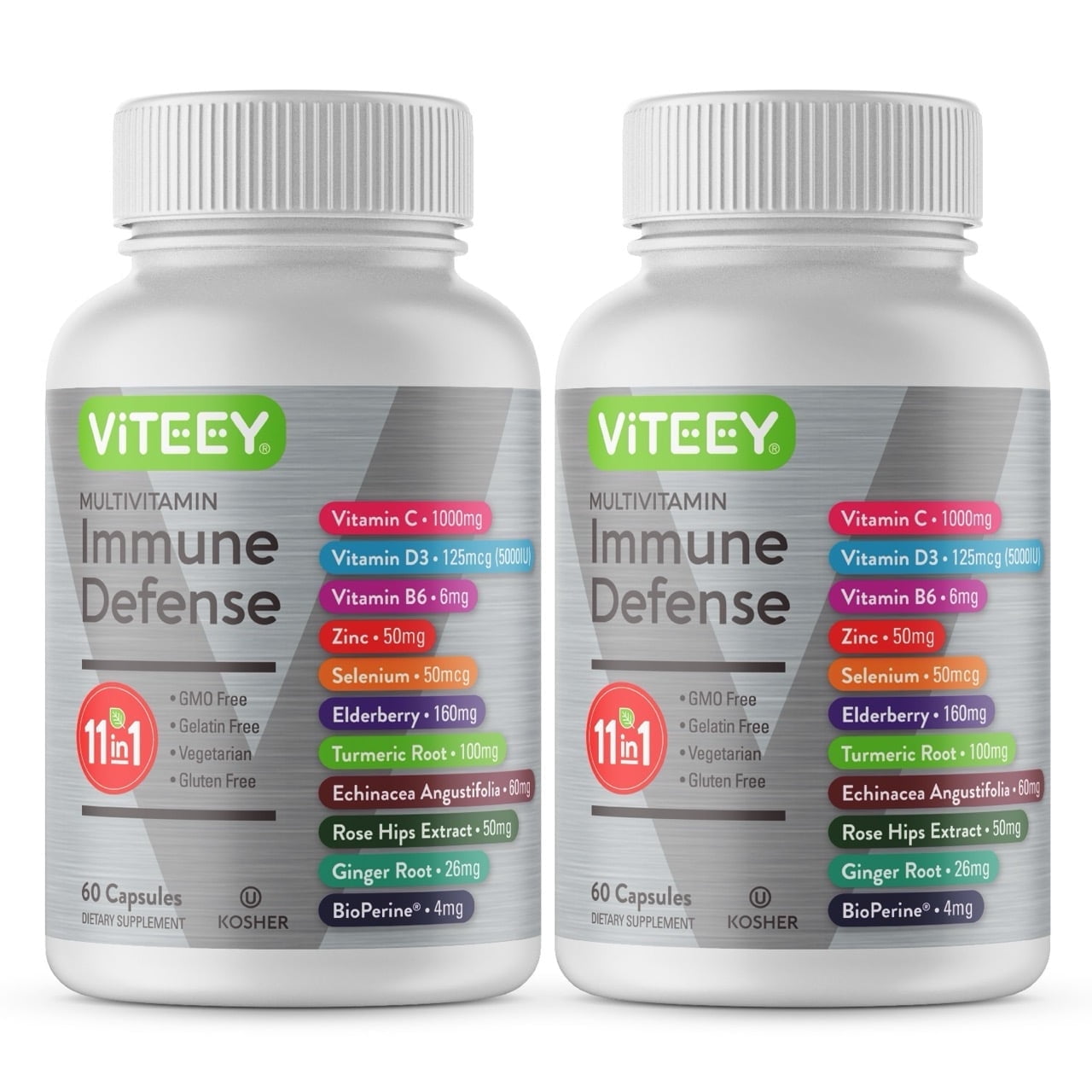 VITEEY 11 in 1 Multivitamin for Women, Men and Teens, Immune Support, 60 Count, 2 Pack