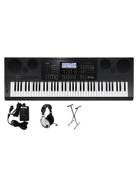 Casio WK7600 76-Key Premium Portable Keyboard Package with Headphones, Stand and Power Supply