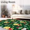 thumbnail image 2 of ODIKA 3'x5' Machine Washable Non-Slip Area Rug, Jolly Character Interlocking Festive Motif High Traffic Rug with Pad, Green, 653723, 2 of 8