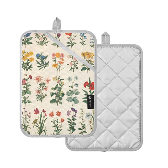 Yayeee Pot Holders Kitchen Heat Resistant with Pocket 7"x9.8" Cotton Oven Cooking Hot Pads, Red Floral