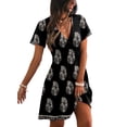 thumbnail image 2 of Summer V Neck Aline Dresses for Women 2026 Flowy Casual Flora Short Sleeve Dress Mini Sundress, 2 of 5