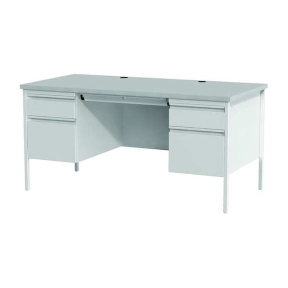 Hirsh Office Desk, Double Pedestal, 60"W x 30"D, Gray/Gray 20448
