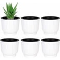 thumbnail image 1 of 2 macetas redondas de plástico con riego automático, color blanco, maceta con reserva de agua con sistema de riego para plantar plantas de flores fácilmente, decoración para el jardín del hogar, 1 of 5