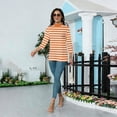 thumbnail image 7 of 3/4 Sleeve T Shirts for Women Mock Neck Womens Blouses Breathable Slim Fit Striped Soft Fabric Womens Summer Tops Casual, 7 of 7